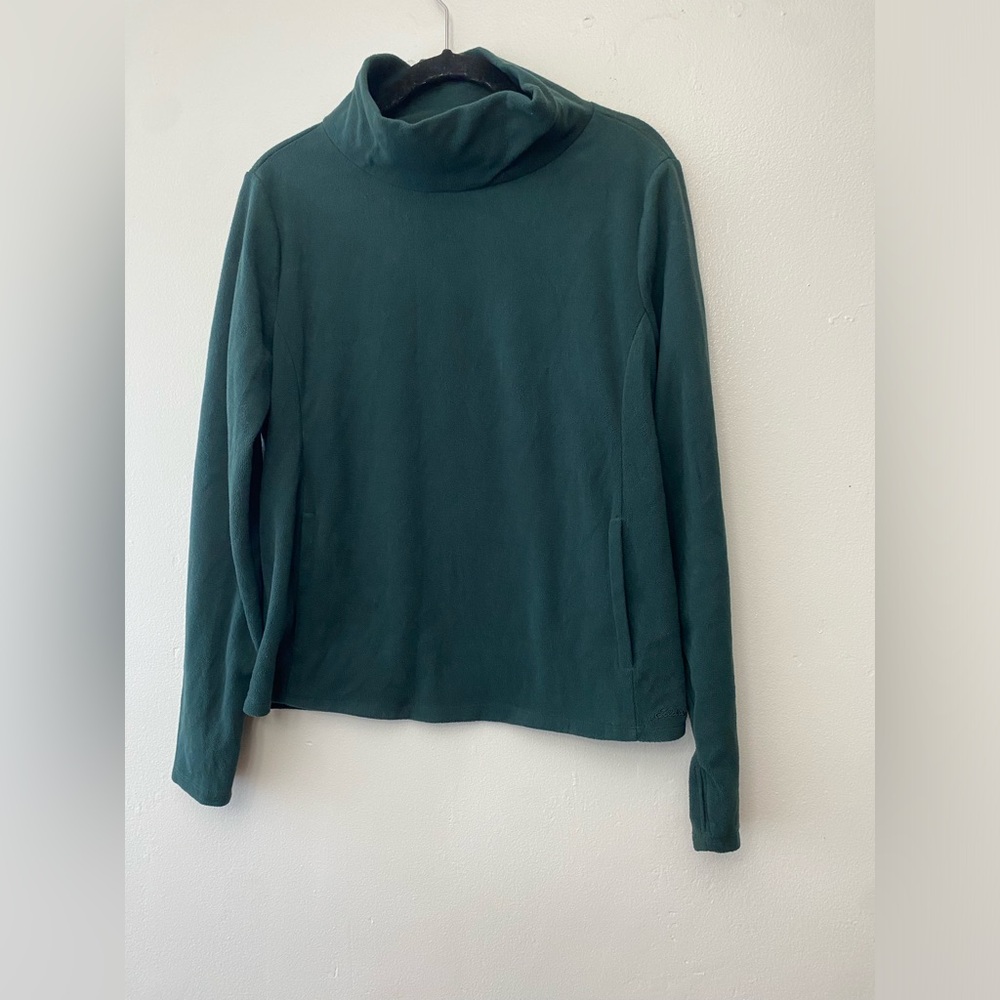 Eddie Bauer Forest Green Fleece Pullover Women’s XL — Cozy Recycled Polyester